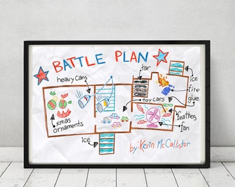 Home Alone Replica Movie Battle Plan Kevin Mccallister vs the Wet Bandits Christmas Gift Free Shipping