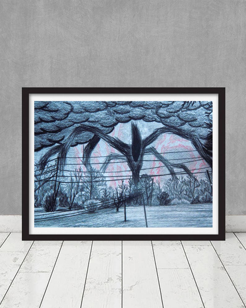 Stranger Things Will's Drawing Shadow Monster Replica Prop Netflix Show The Upside Down Hawkins Framed Print Halloween Creel House Season 4 image 1