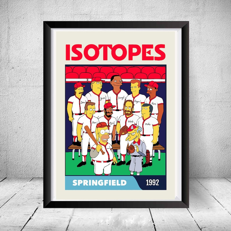 Vintage Springfield Isotopes Baseball Card Wall Art Homer Burns Griffey ...