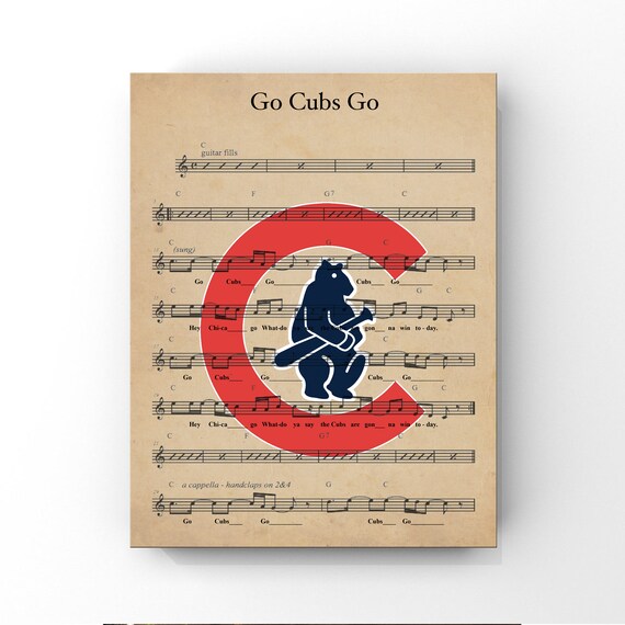 Chicago Go Cubs Go Sheet music Vintage Retro Cubs Logo | Etsy
