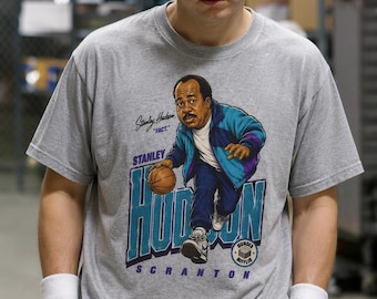 The Office Stanley Hudson Secret Weapon Basketball 90s Caricature Nostalgic Tee | Retro Vintage Dunder Mifflin Sports Graphic Shirt
