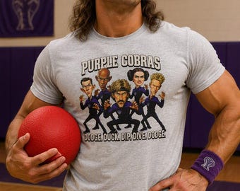 Dodgeball Purple Cobras Funny 90s Caricature Vintage Style Shirt Retro T-Shirt Fans Gift Tee Free Shipping