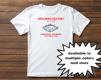 Camiseta unisex de algodón vintage con la noche de demolición de discoteca de Chicago, camiseta retro de béisbol Comiskey Park, elige color y talla, envío gratis