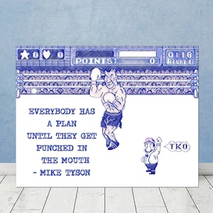 Mike Tyson Punch-Out Everybody has a plan until they get punched in the mouth quote Boxing Art TKO Christmas Gift