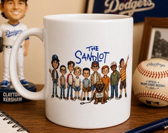 The Sandlot Custom Art 90s Vintage Sports Cariacture Illustration Mug | Ceramic Coffee Cup