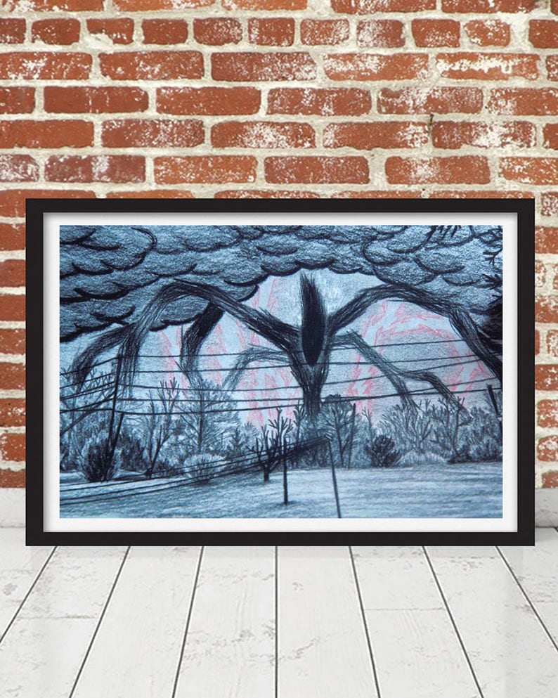 Stranger Things Will's Drawing Shadow Monster Replica Prop Netflix Show The Upside Down Hawkins Framed Print Halloween Creel House Season 4 image 2