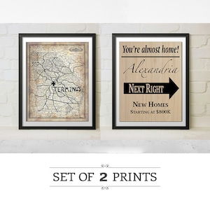 The Walking Dead TV Replica Prop Terminus Map and Alexandria Season 5 and 6 Signs Art Gift