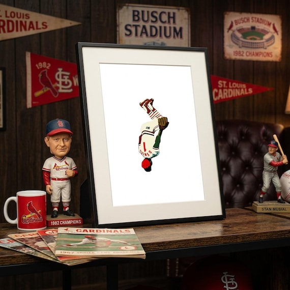 Ozzie Smith Backflip Art Print, St Louis Cardinals Man Cave Decor