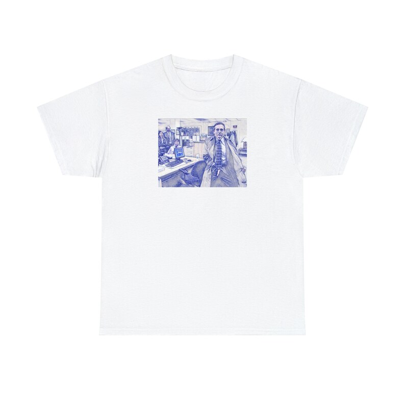 The Office Michael Scott Flashing T-Shirt Funny Scene Unisex Heavy Cotton Tee Dunder Mifflin Christmas Gift White