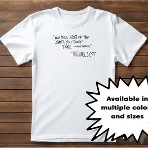 The Office T-Shirt You Miss 100% of the Shots You Don&#39;t Take. Wayne Michael Scott Funny Unisex Cotton Tee Shirt Free Shipping