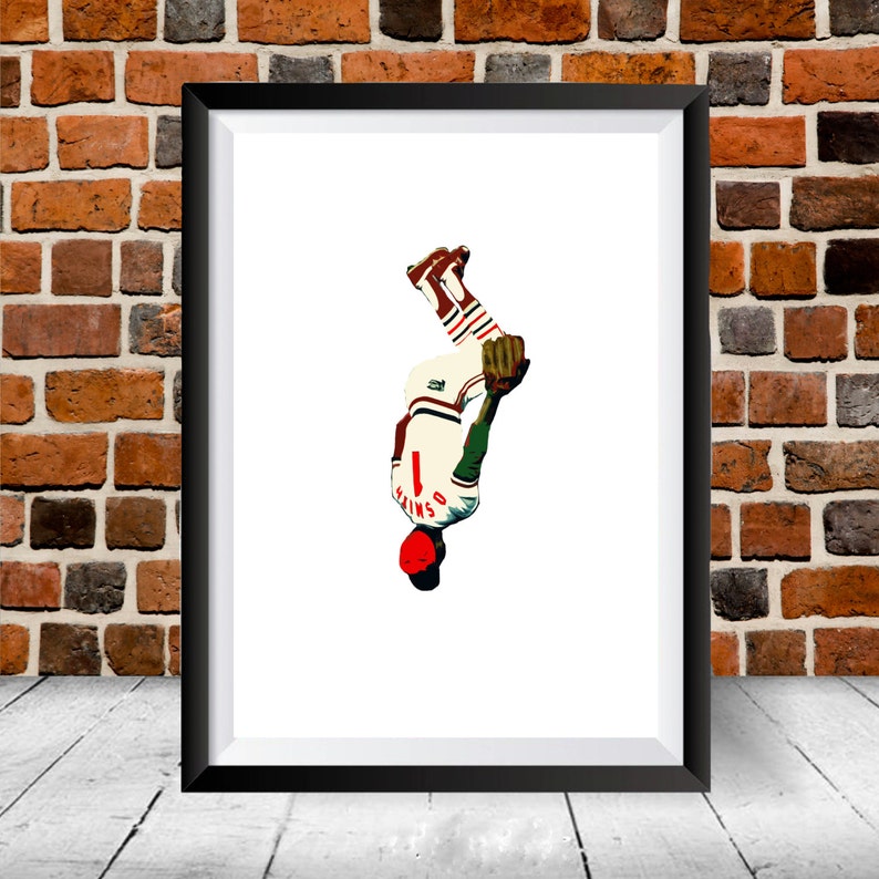 Ozzie Smith Backflip Custom Art Print, St Louis Cardinals Man Cave Decor Framed Flip Print