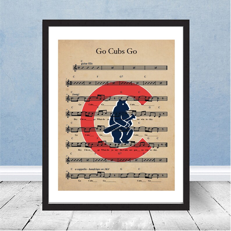 Chicago Cubs Go Cubs Go Sheet Music Vintage Log Baseball Gift | Etsy