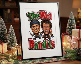 Home Alone Cartoon The Wet Bandits Custom Caricature Art | Christmas Holiday Decor Gift