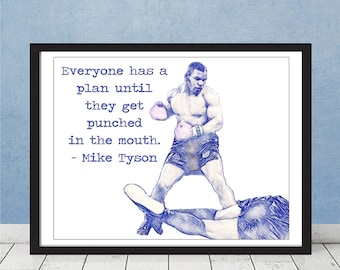 Mike Tyson Everyone has a plan until they get punched in the mouth quote Boxing Art Punch-out TKO Christmas Gift