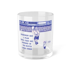 Mike Tyson Punch-Out NES TKO Whiskey Bar Glass 8-Bit Video Game Custom Art Christmas Gift for Him Man Cave