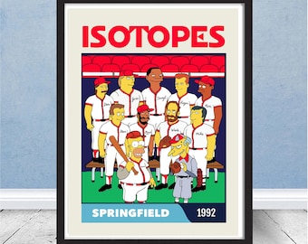 Vintage Springfield Isotopes Baseball Card Wall Art Homer Burns Griffey Gift Idea Office Poster
