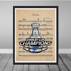 St Louis Blues Stanley Cup Champions Logo Play Gloria Sheet Music Custom Art Print Gift Decor Let&#39;s Go Blues
