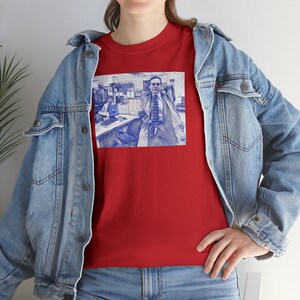 The Office Michael Scott Flashing T-Shirt Funny Scene Unisex Heavy Cotton Tee Dunder Mifflin Christmas Gift Red