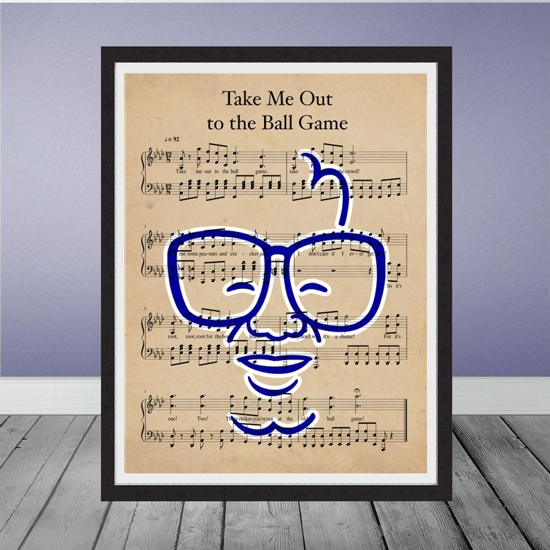 Chicago Cubs Go Cubs Go Sheet Music Vintage Log Baseball Gift Etsy