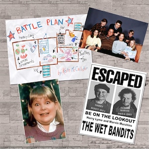 Home Alone Wanted Kevin McCallister Battle Plan Map Wet Bandits Wanted Flyer and Buzz's Girlfriend Movie Replica Prop Gift Set