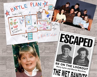 Home Alone Wanted Kevin McCallister Battle Plan Map Wet Bandits Wanted Flyer and Buzz's Girlfriend Movie Replica Prop Gift Set