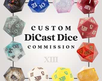 Custom DiCast Dice Set | Custom Resin RPG Dice Commission