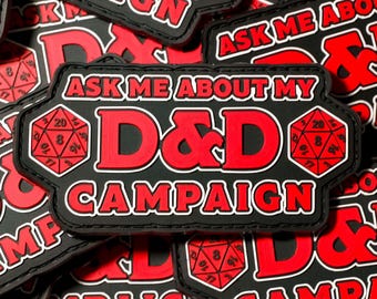 Ask Me About My D&D Campaign Patch: Red Black PVC 2x4