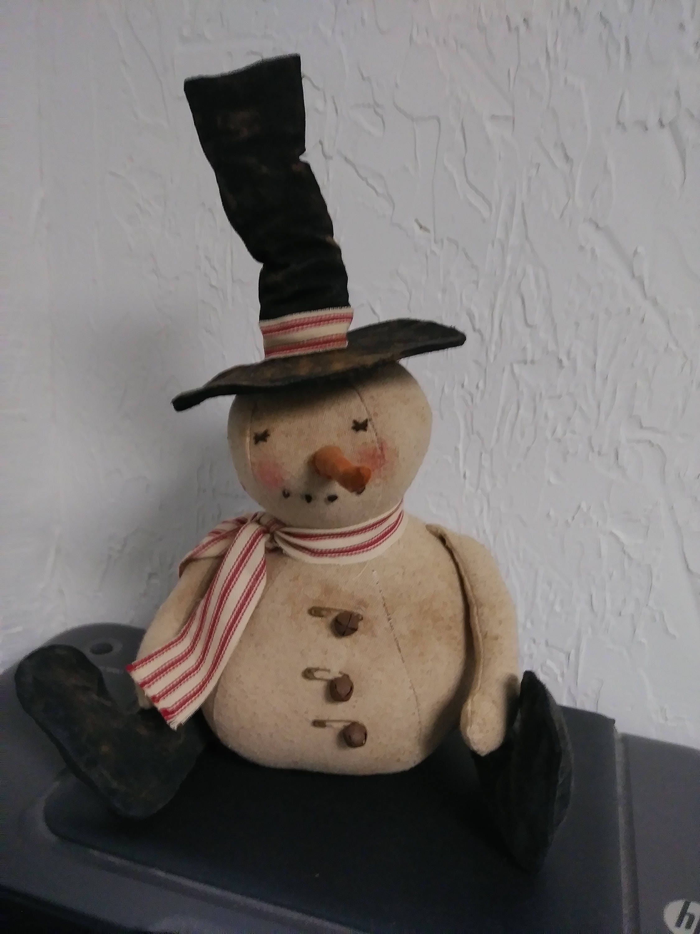 Primitive Snowman Doll with Top Hat and Boots Etsy