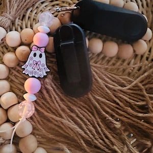 Ghost with bows Beaded kindle charm/kindle page turner charm