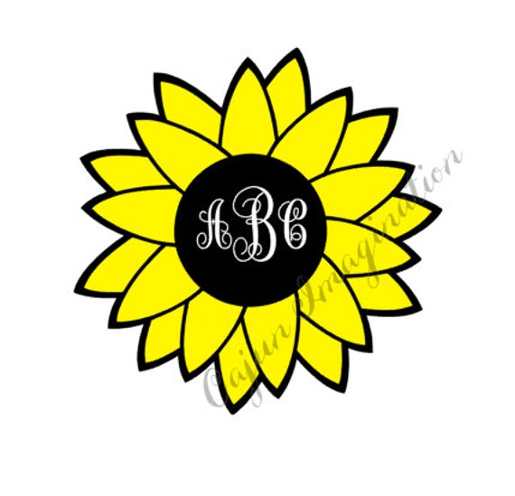 Download Sunflower Monogram Frame SVG | Etsy