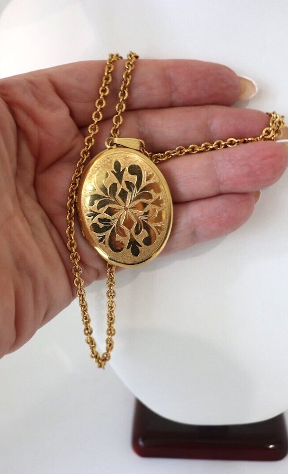 Vintage 12k Gold Filled Huge Large Oval Locket 14k