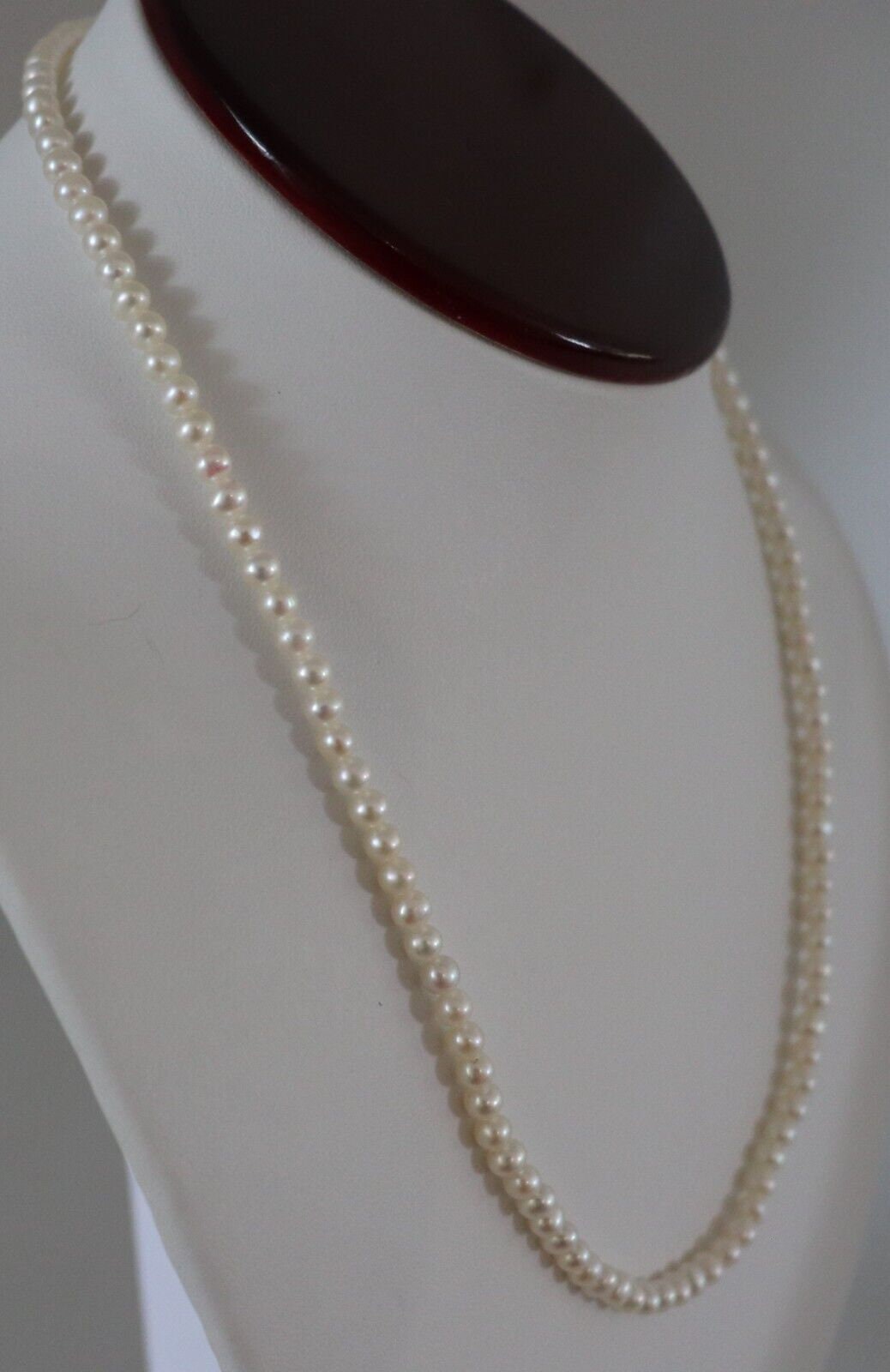 Vintage 14k Gold 4mm Real Cultured Pearl Long Necklace