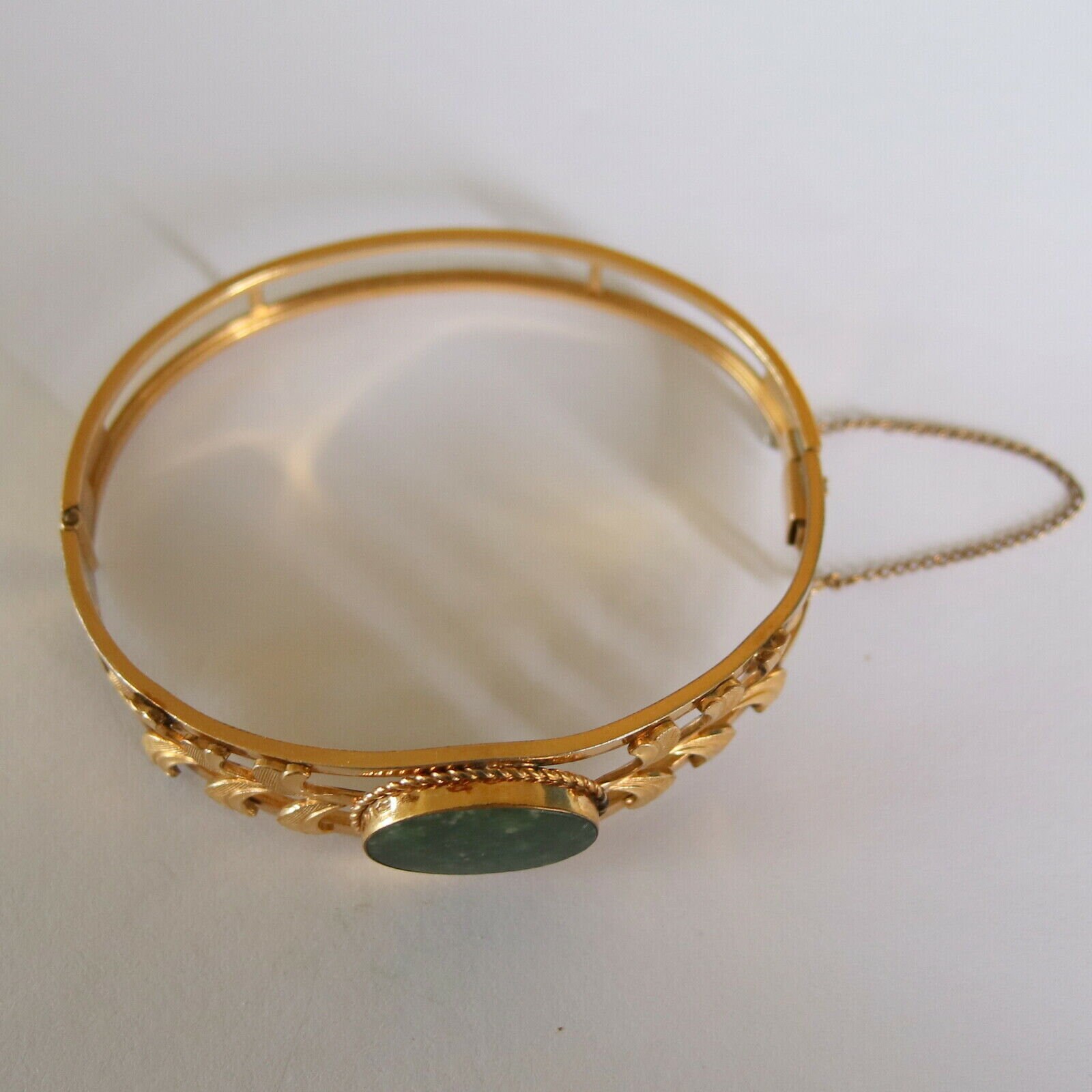Vintage 12k Gold Filled Genuine Jade Bangle Bracelet c1960s | Etsy