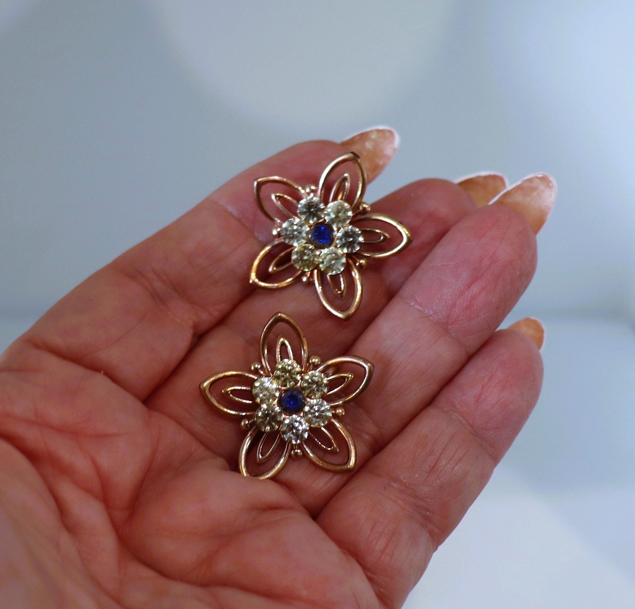 Vintage Crystal Flower Safety Pin Brooch - Large Antique Style For Cardigans, Shawls & Hats (Rose Gold/Black)