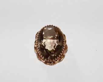 Vintage 1950s 12k Gold Filled Huge Genuine Faceted Topaz Pendant & Brooch Pin Womens Estate Jewellery Ladies Jewelry Aussie Seller