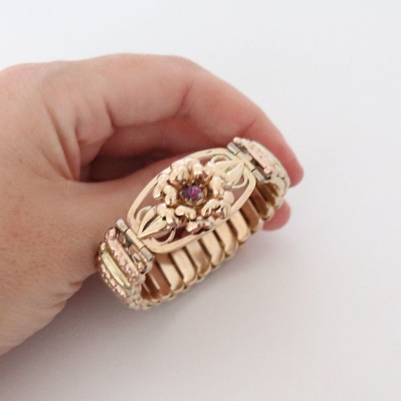 Antique 12k Rose Gold Filled Purple Stone Expansi… - image 2