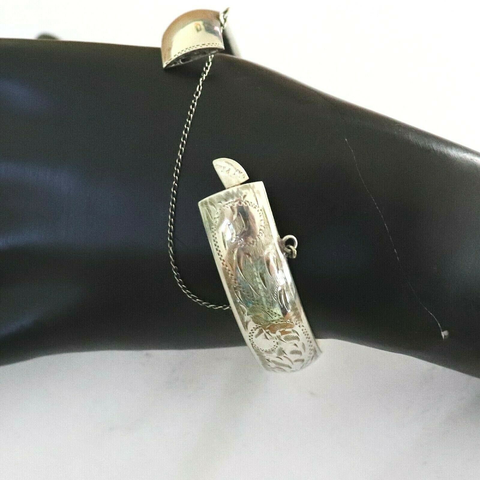 Vintage C1950s Sterling Silver Floral Bangle Bracelet Vintage C1950s Sterling Silver Floral Bangle Bracelet
