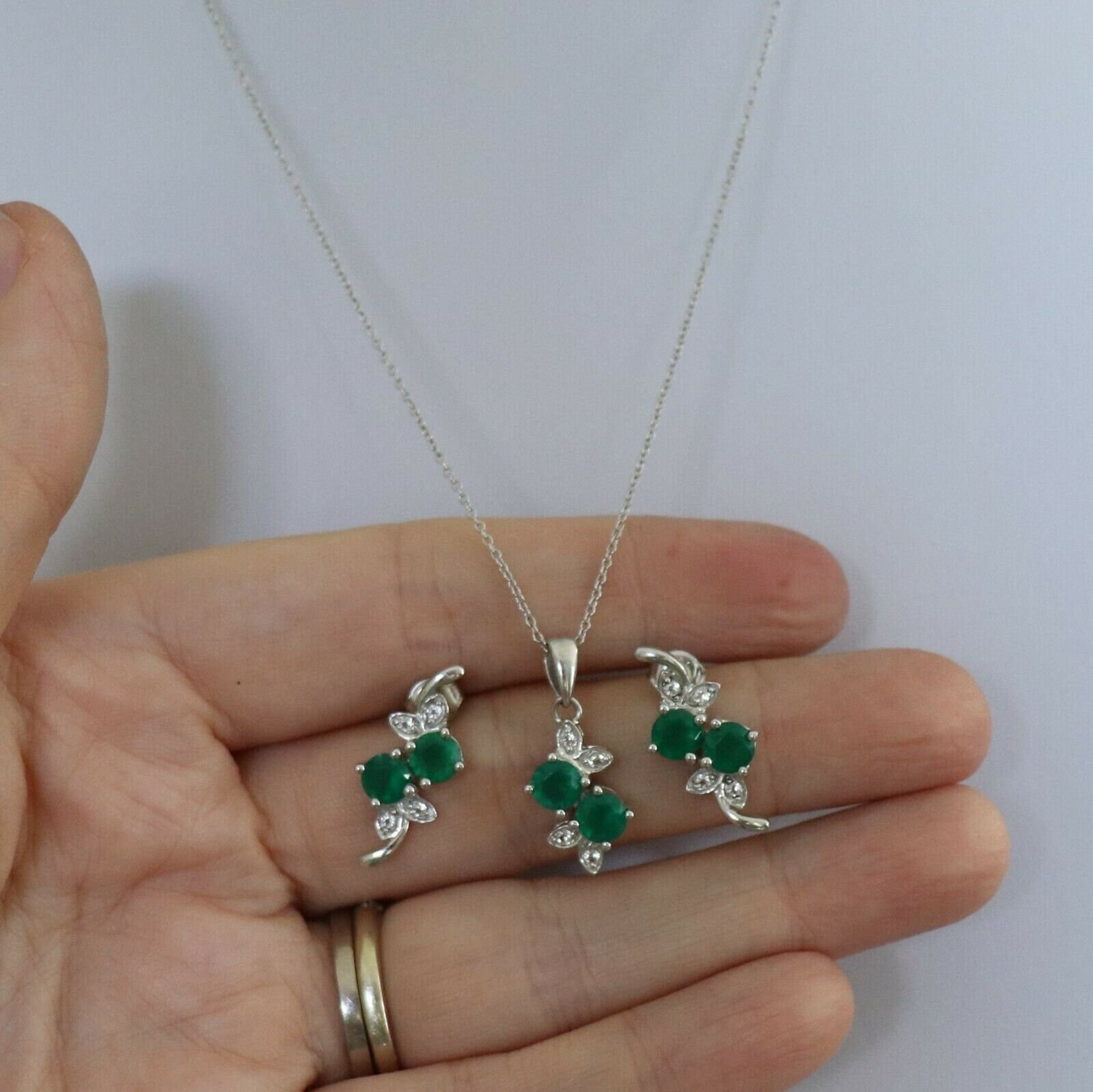 Vintage C1980s Sterling Silver Green Onyx & White Topaz