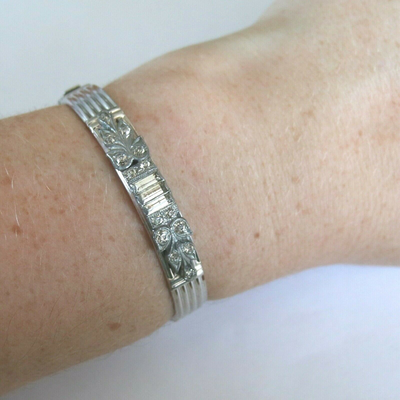 上品スタイル Antique C1930s Clear Stone Art Deco Bangle Bracelet Vintage アクセサリー