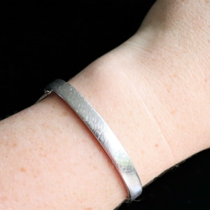 Vintage Sterling "Plain Jane" Bangle Bracelet c1960s Hallmarks Signed Brushed