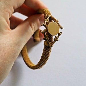 Antique Victorian mesh Gold Filled Bracelet Bangle Vintage Brass 1800s