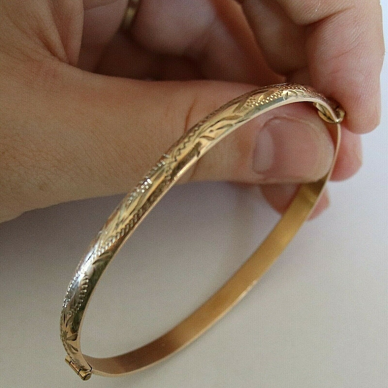 Antique Gold Filled early 1900s Bangle Bracelet Etched Edwardian Vintage