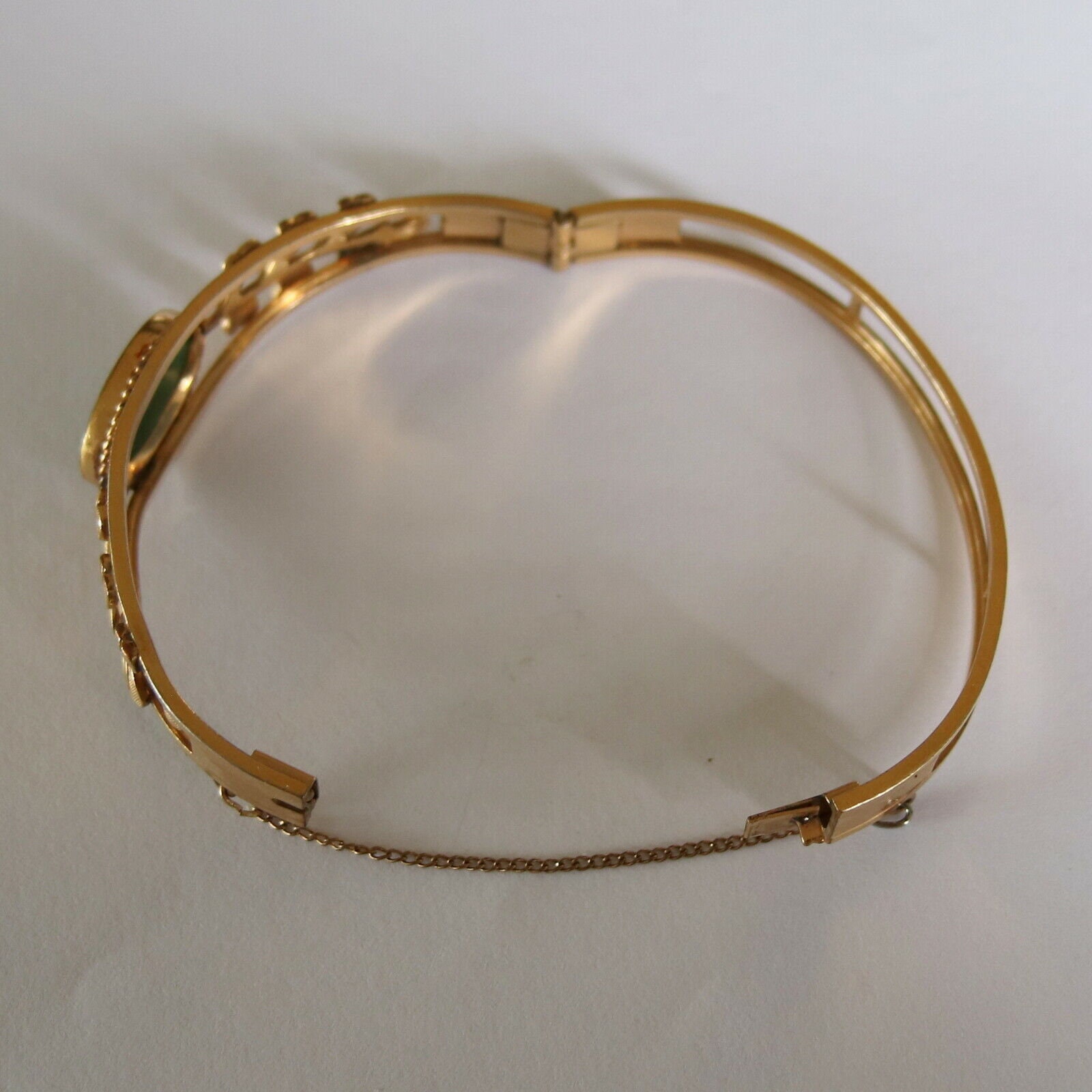Vintage 12k Gold Filled Genuine Jade Bangle Bracelet c1960s | Etsy
