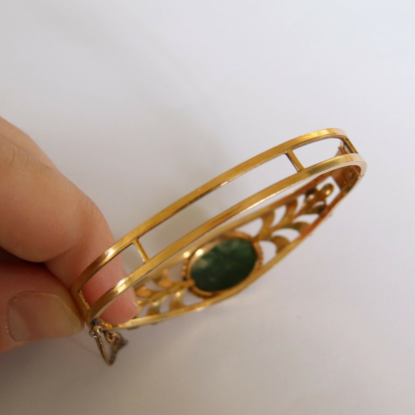 Vintage 12k Gold Filled Genuine Jade Bangle Bracelet c1960s | Etsy