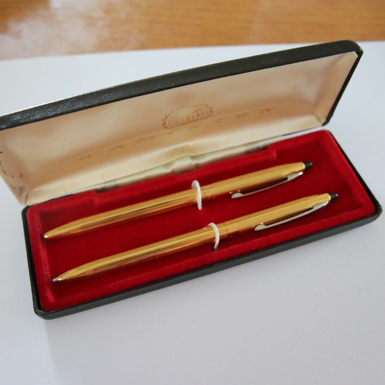 Vintage 14k Gold Filled Hamilton Pen /& Pencil Set Hallmarked Signed Designer