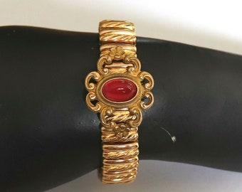 Antique early 1900s Gold GF Red Edwardian Expansion Sweetheart Bracelet Vintage