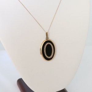 Antique 12k Gold Filled Mourning Locket & Chain Vintage Remembrance c1930s Deco