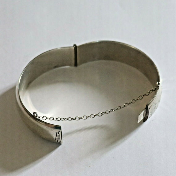 Vintage C1950s Large Wide Sterling Silver Bangle Bracelet