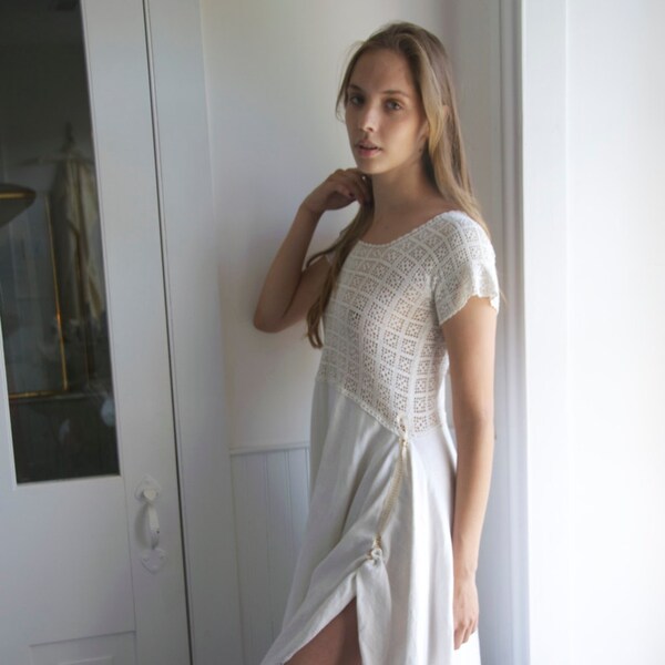 Crochet Bodice Tiered Cami Dress main image 0