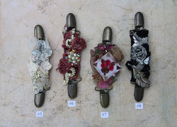 Ornate Vintage Jewel Embellished Cinch Clip, hand fashioned one-of-a-kind for dresses, jackets, skirts and scarves